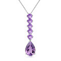 wholesale S925 Silver Inlaid Natural Gemstone Necklace Pendant with Luxurious High-End Natural Amethyst-0-4