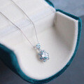 wholesale S925 Sterling Silver Aquamarine Necklace for Women, Summer Fashion Minimalist Luxury Small Design Collarbone Chain, New Collection-0-1