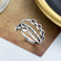 wholesale S925 Sterling Silver Korean-style Personalized Double-layer Chain Ring Ins Trendy Niche Design Minimalist Style Index Finger Ring for Women-0-0
