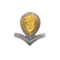 wholesale S925 silver jewelry new high-carbon diamond powder yellow diamond 6*9 teardrop ring women'sins style-0-4