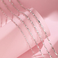 wholesale 925 Sterling Silver Matching Chain, Japanese and Korean Style Minimalist New Ingot Chain Unisex Necklace Fashion Accessory Factory Direct Sales-1.0 New Yuanbao - 16 inches (40 cm) [S925 Silver]