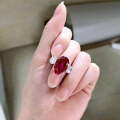 wholesale S925 New European and American High-End Red Zircon Ring, Surround-Set with 11*18 High-Carbon Diamonds, Luxurious Women's Ring-0-3