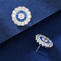 wholesale S925 sterling silver new high-carbon diamond blue sapphire earrings for women wholesale factory-0-3