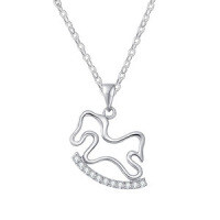 925 Sterling Silver Small Wooden Horse Necklace, 2025 New Women's Summer Pendant-S925 Sterling Silver YD-9790B 925 Silver
