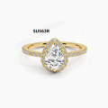wholesale 9/10/14/18K Gold Moissanite Engagement Ring with Certificate, 1 Carat, Cross-Border, Minimalist Style-0-4