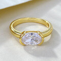 wholesale S925 Sterling Silver 6*8 Oval Zircon High-End Gold-Plated Fashion Ring for Women, Popular on Xiaohongshu for Live Streaming Sales-0-0