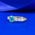 wholesale S925 silver jewelry 5*7mm Paraiba small fresh fashion ring for spring and summer seasons-0-1