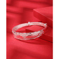 wholesale 999 Sterling Silver Solid Adjustable Push-Pull Lotus Double Fish Bracelet for Mother's Day Gift for Elderly Mothers-0-3