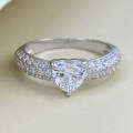 wholesale S925 Sterling Silver Jewelry Women's Fashion Sweet Full Diamond Barbie Series Heart-shaped Zircon Ring Live-0-1