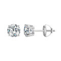 wholesale S925 Sterling Silver Classic Cross-Border Hit Four-Paw Genuine D Color Moissanite Stud Earrings for Women Factory Foreign Trade Wholesale-0-5