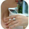 925 Silver Sunflower Ring, Moissanite, Customizable, Tarnish-Resistant-0-2
