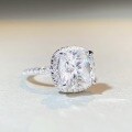 wholesale Sterling Silver 5ct Women's Fancy Shape Square Halo Radiant Cut Moissanite Ring Wholesale-0-1