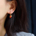 wholesale 925 silver gold-plated natural Sichuan material Nanhong white jade cherry red earrings women's jewelry live streaming supply chain-0-3