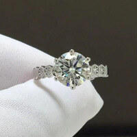 wholesale S925 Silver Jewelry 70 Six-Prong Round Diamond Honeycomb Diamond White Ring Romantic Wedding Ring Cross-Border Women's Style-R1470 White Honeycomb>No.7