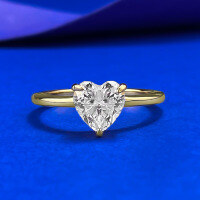 wholesale S925 silver jewelry new 7*7mm heart-shaped white diamond elegant wedding ring for women, versatile for daily fashion-R1501 Gold Heart Ring>Size 6