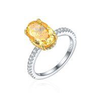 wholesale 925 Silver 8*12 Oval 45ct High Carbon Diamond Ice-Cut Gemstone Ring for Women, Light Luxury Advanced Sense Pure Silver Women's Ring-Platinum US size 6#