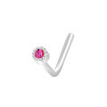 wholesale 925 Sterling Silver Single Round Cz Nose Ring With L-shaped For Women-0-8