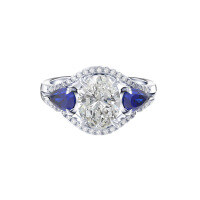 wholesale S925 Sterling Silver Ring, Luxury Premium Ultra-Sparkling Zircon Rings, Fully Set Zircon Wedding Ring-Extra-grade white egg-shaped zircon, 4A blue, round white zircon>9