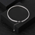 wholesale S925 Sterling Silver Cloud-Pull Jewelry Ankle Bracelet with Double Row Zircon Adjustable Anklet, Fashionable and Versatile, Wholesale from Manufacturer-0-3