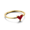 wholesale 925 Sterling Silver Gold-Plated Red Ruby Patchwork Heart Simple and Versatile Ring for Women, Dunli New Jewelry-0-4