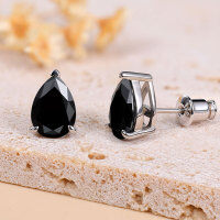 wholesale S925 Sterling Silver Fashion Black Moissanite Earrings Women, Teardrop Shape Earrings, Exquisite Fancy Diamond, Versatile Ear Accessories-1 carat + 1 carat 925 silver