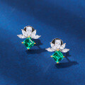 wholesale 925 Sterling Silver Emerald Simple Stud Earrings with High Carbon Diamond Zircon, Women's Live Streaming Cross-Border Ins Hit-0-3