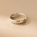 wholesale 999 Silver Nalan Fresh Sweet Ins Style Small and Unique Design Diamond Cut Hammered Texture Ring R02786-0-4