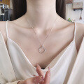 wholesale S925 Sterling Silver Korean Style Minimalist Ins-inspired Square Pendant Layered Necklace, Small Batch Design Elegant Collarbone Chain-0-0