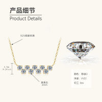 S925 Silver D Color Moissanite 9-Stone Row Cross Necklace-Square geometric necklace [K gold]  925 silver