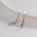wholesale S925 silver cold and chic tassel long earrings for women, small fresh geometric diamond-shaped Korean-style earrings G7955-0-2