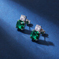 wholesale S925 Sterling Silver New Enzela Emerald Ice-Cut Gemstone Stud Earrings for Women Wholesale Factory-0-2