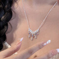 wholesale S925 Sterling Silver New Chinese-style Bohemian Dreamcatcher Tassel Necklace, Exquisite and Ethereal Women's Minimalist Advanced Collarbone Chain-0-4