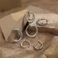 wholesale S925 Sterling Silver Round Smooth Hoop Earrings for Women, Minimalist Style, Small and Unique, Ins High-end Feel, Silver Ear Clasp-0-1