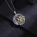 wholesale 925 Silver Designer High-End Style Unique Pendant Naturalistic Bird Design with Genuine Gemstone Necklace-0-2