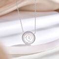 wholesale 925 Sterling Silver Time Diamond Dial Zircon Necklace for Women, Designed with a Sense of European and American Fashion, Large Brand Circular Pendant Collarbone Chain-0-3