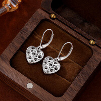 wholesale S925 Sterling Silver Cross-Border Amazon Best-Selling Hollow Heart Stud Earrings for Women,-Heart Earrings Platinum &gt; 925 Silver