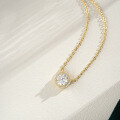 14K Gold Plated 925 Silver Full Halo Moissanite 1ct Round Pendant Necklace-0-2