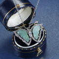 S925 Silver Inlaid Natural Hazardous Material Blue Water Jade Butterfly Pendant-0-1