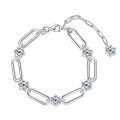 S925 Sterling Silver 1ct Moissanite Tennis Bracelet, Light Luxury Paperclip Design-0-3