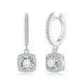 wholesale Metal material comes first: D-color moissanite classic princess cut minimalist women's diamond-studded hook earrings that won't fall off-0-0