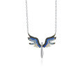 wholesale 925 Sterling Silver Small Wing Necklace With Inlaid Crystals, Women'sins-0-1