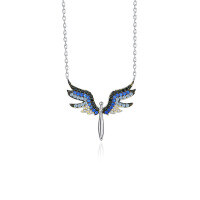 wholesale 925 Sterling Silver Small Wing Necklace With Inlaid Crystals, Women'sins-A2656-White Gold 925 Silver