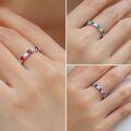 wholesale S925 silver lightweight luxury high-end elegant women's ring with green, red, and blue gemstones, cross-border best-selling new moissanite ring-0-3