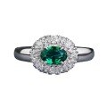 wholesale S925 Silver Jewelry Live New 4*6mm Oval Simulated Emerald Ring Daily Luxury Style-0-4