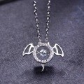 wholesale S925 Sterling Silver Maker's Angel Demon Guardian Necklace for Women, Ins Minimalist Elegant Pendant with Beating Heart Collarbone Chain-0-0