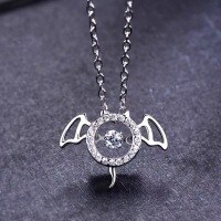 wholesale S925 Sterling Silver Maker's Angel Demon Guardian Necklace for Women, Ins Minimalist Elegant Pendant with Beating Heart Collarbone Chain-Devil Guardian Necklace>925 Silver