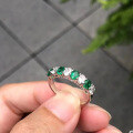 wholesale S925 Silver New Zofan Jewelry Zircon White Green Diamond European and American Fashion Wholesale Ring Band for Women-0-3