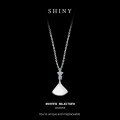 S925 Silver Pendant Necklace with Natural Chalcedony Fan Design-0-5