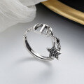 wholesale S925 Sterling Silver Creative CD Letter Star Chain Ring Ins Niche Minimalist Style Versatile Index Finger Ring-0-0