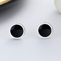 wholesale S925 Sterling Silver Minimalist Black Round Stud Earrings, Korean Style Compact and Versatile Trendy Unisex Ear Accessories-0-0
